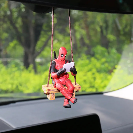 Anime Movie Deadpool Action Figures Model Decor Auto Rearview Mirror Hanging Pendant Car Interior Ornaments Accessories